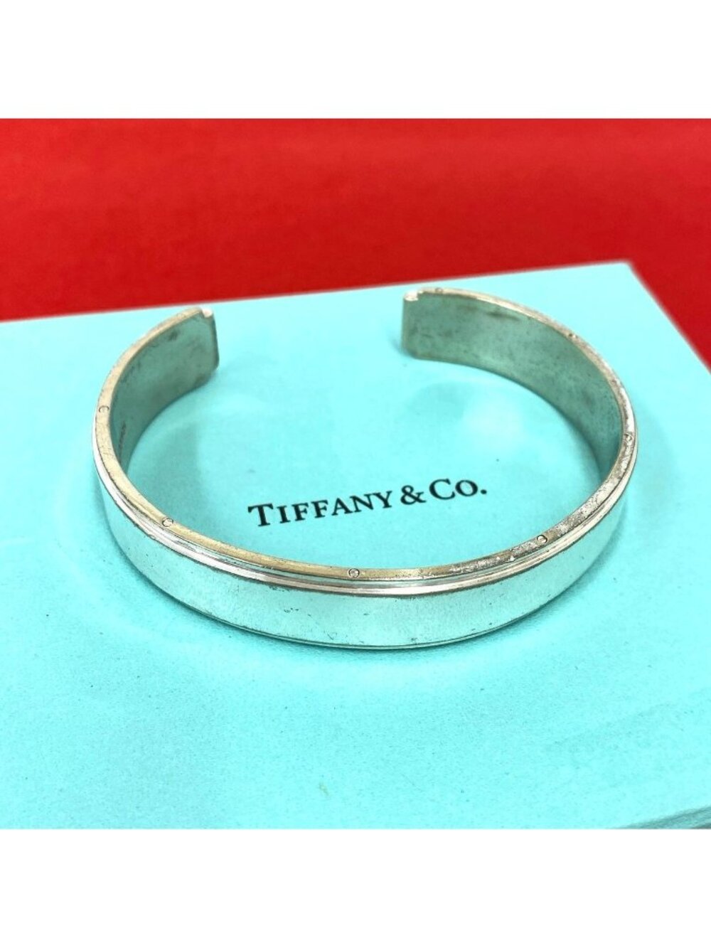 Tiffany & Co Vintage Heavy Plain Bangle 925 Sterling Silver Bracelet